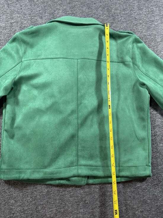 LC Lauren Conrad Green Faux Suede Moto Biker Jacket - Picture 6 of 7